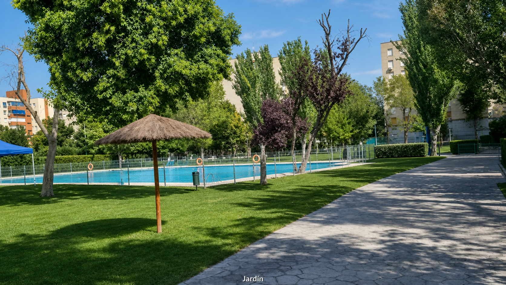Zonas verdes junto al piso temporal en Móstoles Madrid Sur